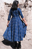 Okhai " Indigo Slosh " Hand Block Printed Pure Cotton Dress