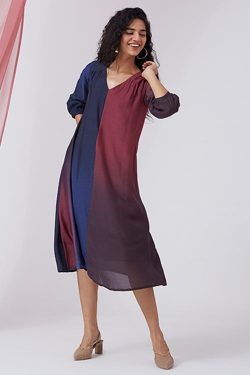 Okhai 'Dusky Sky' Ombre V-Neck Modal Silk Dress