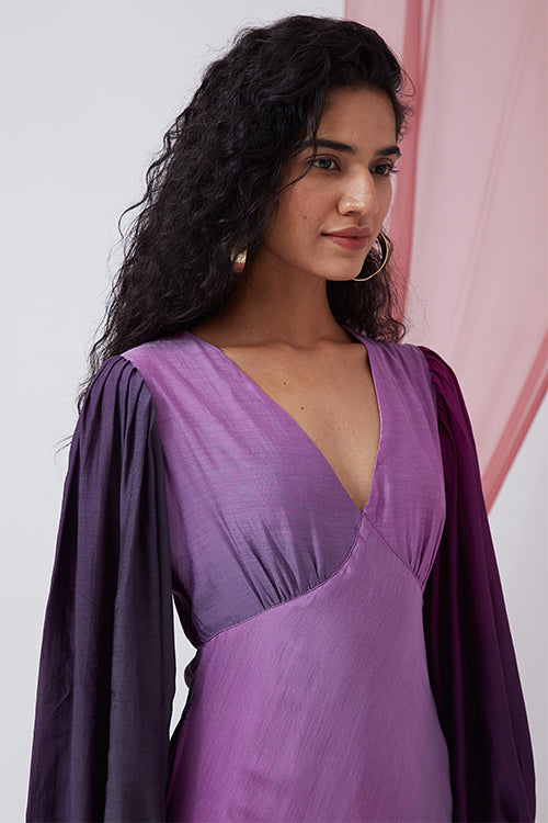 Okhai 'Candlelight Dinner' Ombre V-Neck Muslin Silk Dress
