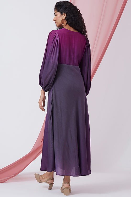 Okhai 'Candlelight Dinner' Ombre V-Neck Muslin Silk Dress