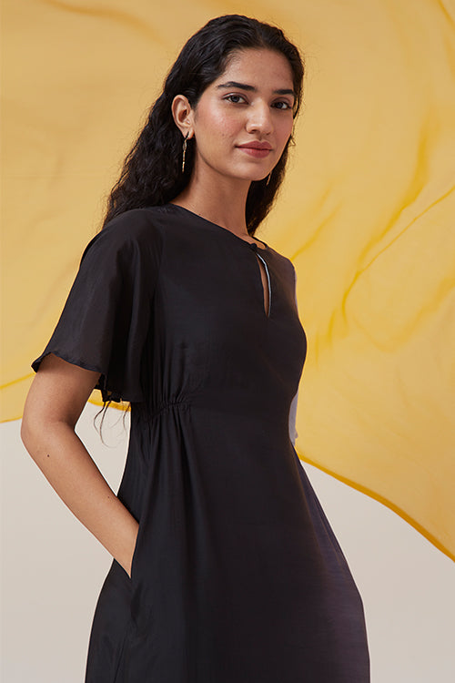 Okhai 'Charcoal' Ombre Modal Silk Half Sleeves Dress