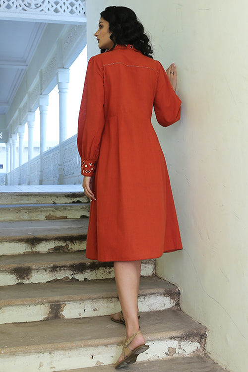 Okhai 'Soft Breeze' Pure Cotton Hand Embroidered Mirror Work Dress