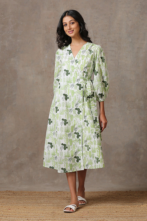 Prickly Pear Pure Cotton Hand Block Printed Dress For Women Online