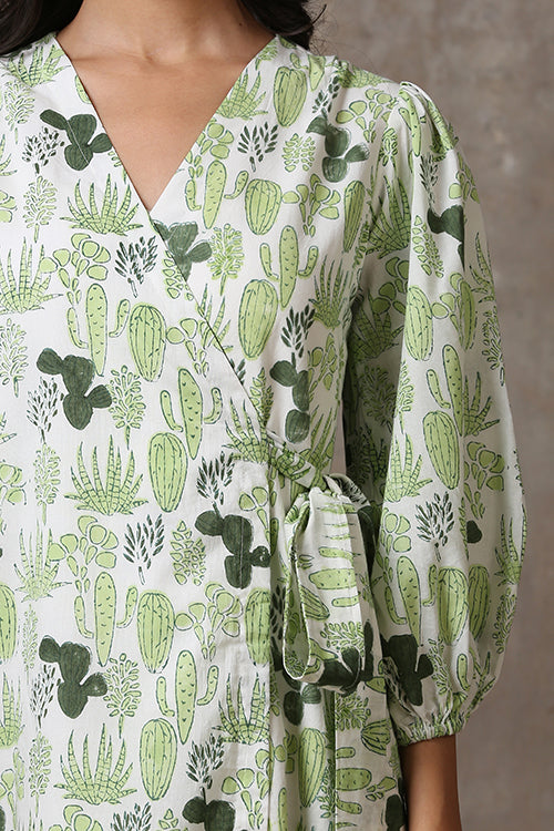 Prickly Pear Pure Cotton Hand Block Printed Dress For Women Online