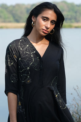 Okhai 'Wildflower Meadow' Pure Cotton Hand Embroidered Mirror Work Dress