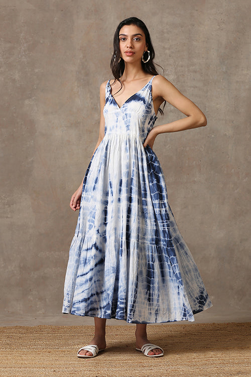 Okhai 'Blue Whale' Pure Cotton Tie and Dye Dress
