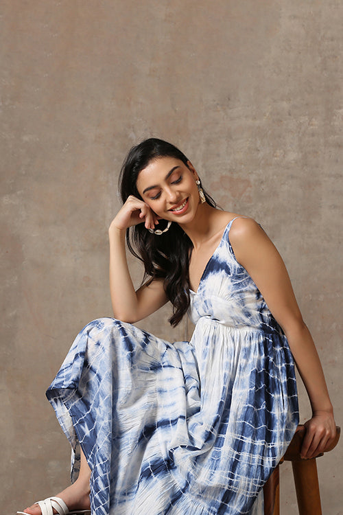 Okhai 'Blue Whale' Pure Cotton Tie and Dye Dress