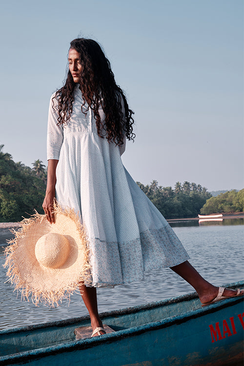 Springtide Mul Cotton Hand Block Printed Summer Dress For Women Online