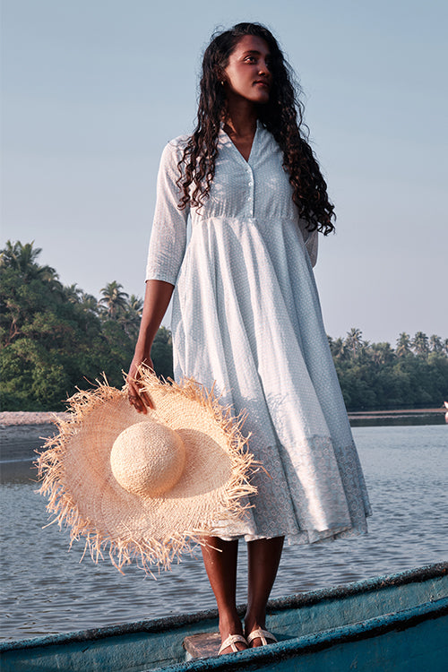 Okhai 'Springtide' Mul Cotton Hand Block Printed Dress