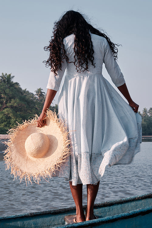 Okhai 'Springtide' Mul Cotton Hand Block Printed Dress