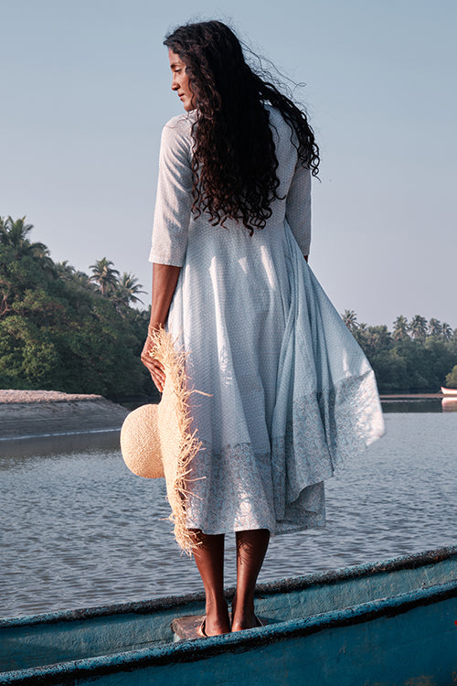 Okhai 'Springtide' Mul Cotton Hand Block Printed Dress