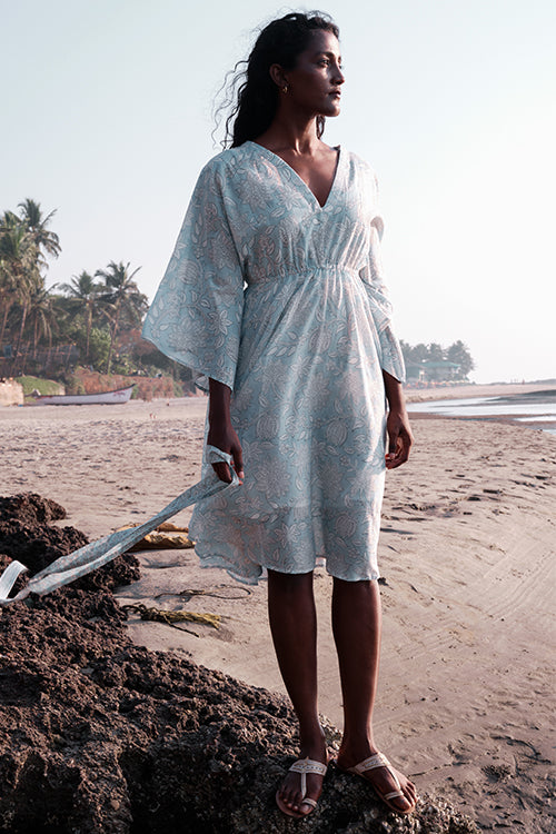 Spring Dance Mul Cotton Hand Block Printed Beach Dress For Women Online