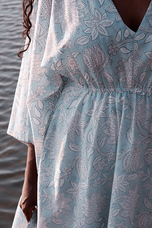 Spring Dance Mul Cotton Hand Block Printed Beach Dress For Women Online