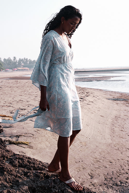 Buy Okhai Spring Dance Mul Cotton Hand Block Printed Beach Dress For Women  Online  Okhaistore