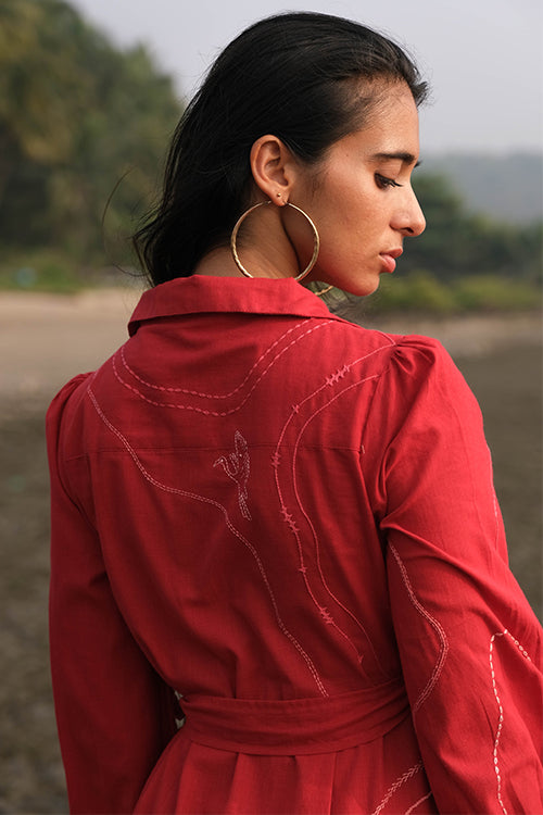 Okhai 'Seashore' Pure Cotton Hand Embroidered Dress