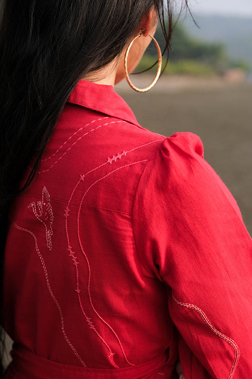 Okhai 'Seashore' Pure Cotton Hand Embroidered Dress