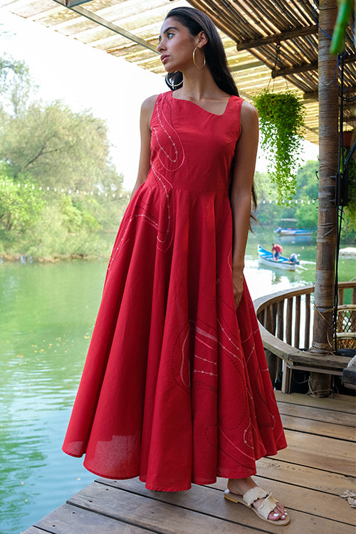 Okhai 'Seaside' Pure Cotton Hand Embroidered Dress