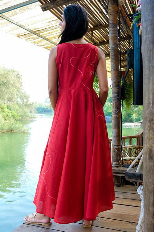 Okhai 'Seaside' Pure Cotton Hand Embroidered Dress