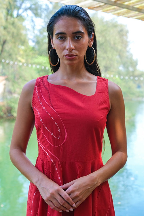 Okhai 'Seaside' Pure Cotton Hand Embroidered Dress