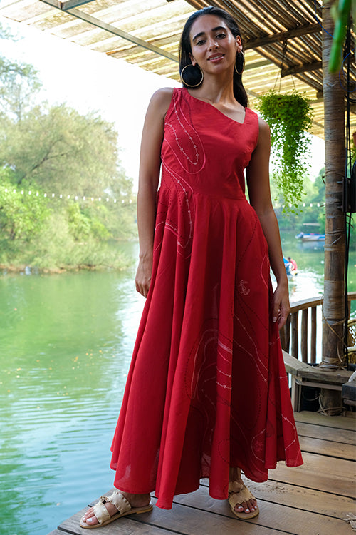 Okhai 'Seaside' Pure Cotton Hand Embroidered Dress