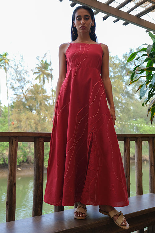 Okhai 'Wave Splash' Pure Cotton Hand Embroidered Dress