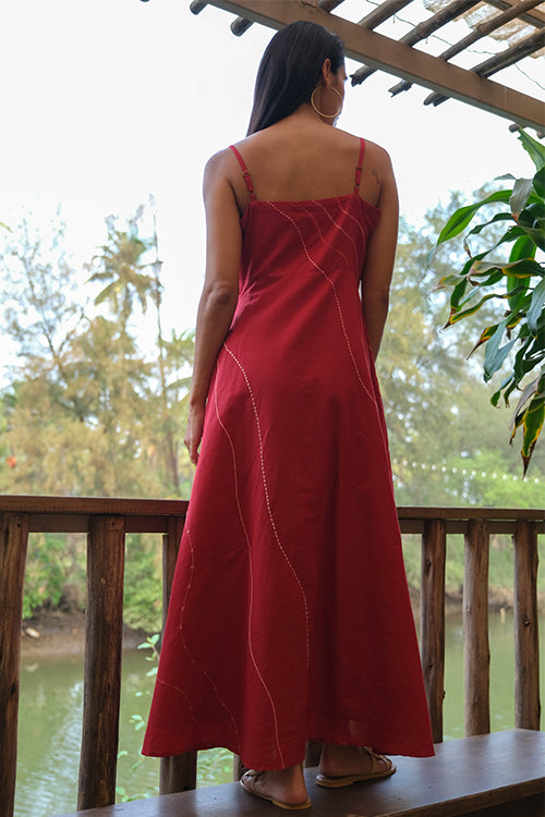 Okhai 'Wave Splash' Pure Cotton Hand Embroidered Dress