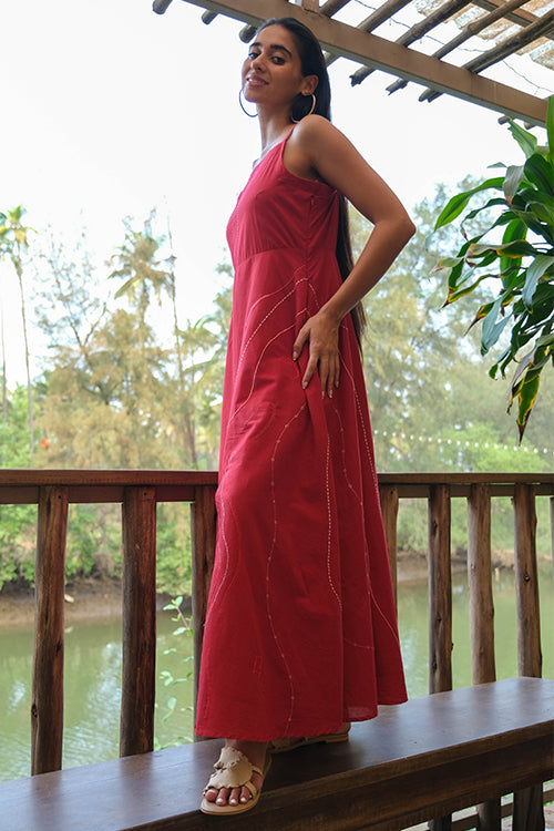 Okhai 'Wave Splash' Pure Cotton Hand Embroidered Dress