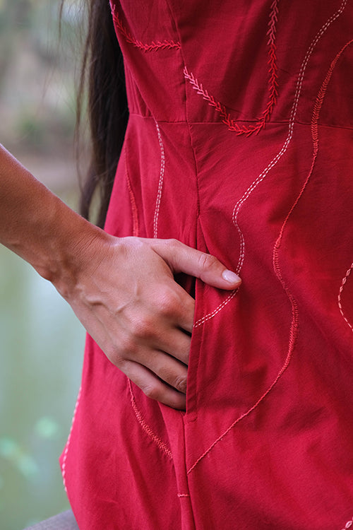 Okhai 'Wave Splash' Pure Cotton Hand Embroidered Dress