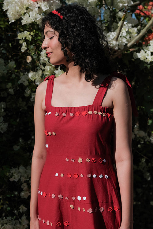 Bird Song Pure Cotton Hand Embroidered Sleeveless Summer Dress For Women Online