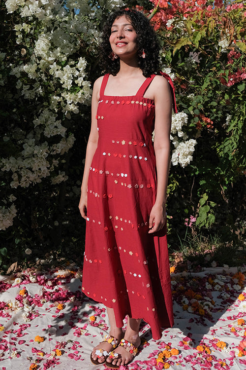 Bird Song Pure Cotton Hand Embroidered Sleeveless Summer Dress For Women Online