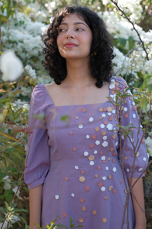 Water Lily Pure Cotton Hand Embroidered Summer Dress For Women Online