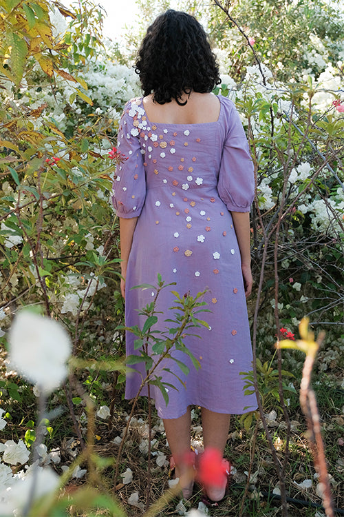 Okhai 'Water Lily' Hand Embroidered Cotton Dress