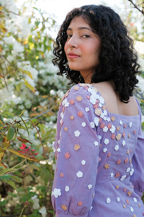 Okhai 'Water Lily' Hand Embroidered Cotton Dress