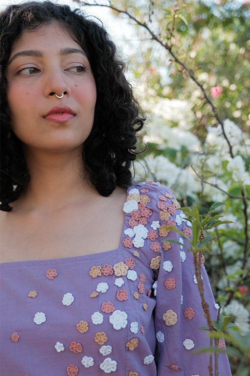 Okhai 'Water Lily' Hand Embroidered Cotton Dress