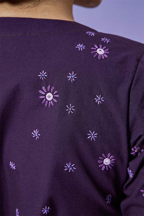 Okhai 'Feareless Soul' Pure Cotton Hand Embroidered Mirror Work Wrap Dress