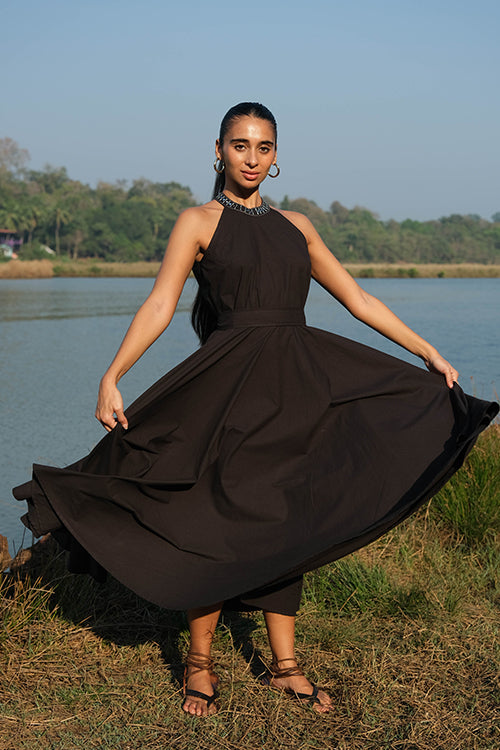 Okhai 'Symphonic' Pure Cotton Hand Embroidered Mirror Work Dress