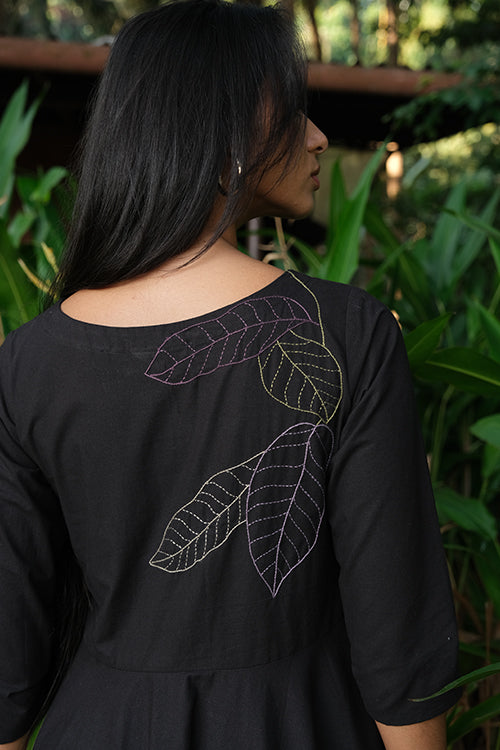 Okhai 'Black Energy' Pure Cotton Hand Embroidered Dress
