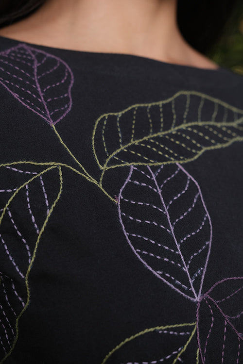 Okhai 'Black Energy' Pure Cotton Hand Embroidered Dress