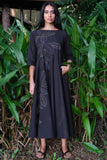 Okhai 'Black Energy' Pure Cotton Hand Embroidered Dress