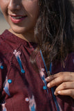 Okhai 'Mahogany' Handwoven Cotton Ikat Hand Embroidered Bomber Jacket