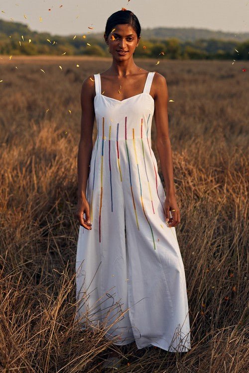 Okhai Flash Hand Embroidered Pure Cotton  Sleeveless Jumpsuit Online