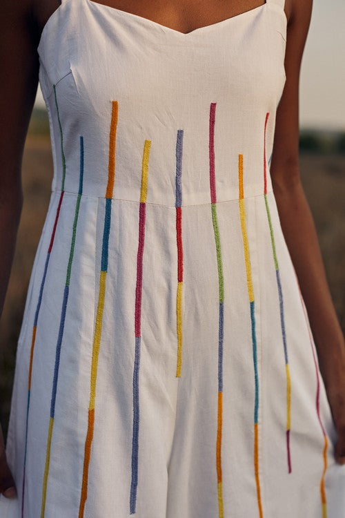 Okhai Flash Hand Embroidered Pure Cotton  Sleeveless Jumpsuit Online