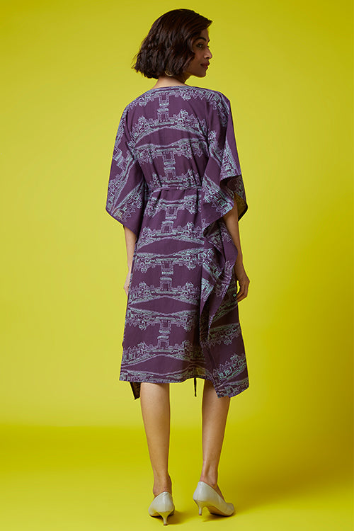 Okhai 'Heritage' Pure Cotton Hand Block Printed Mirror Work Kaftan