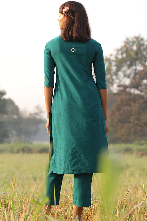 Okhai 'Sublime' Hand Embroidered Mirror Work Pure Cotton Kurta Pant Set