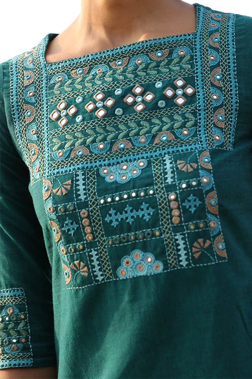 Okhai 'Sublime' Hand Embroidered Mirror Work Pure Cotton Kurta Pant Set