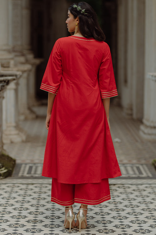 Okhai 'Scarlet Angel' Gota Patti Kurta Pant Dupatta Set