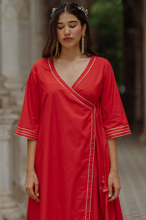 Okhai 'Scarlet Angel' Gota Patti Kurta Pant Dupatta Set