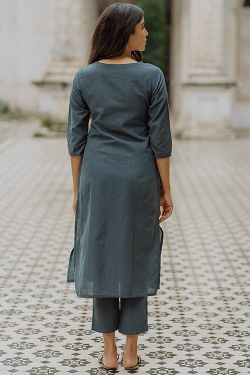 Okhai 'River Bed' Hand Embroidered Mirror Work Kurta Pant Set