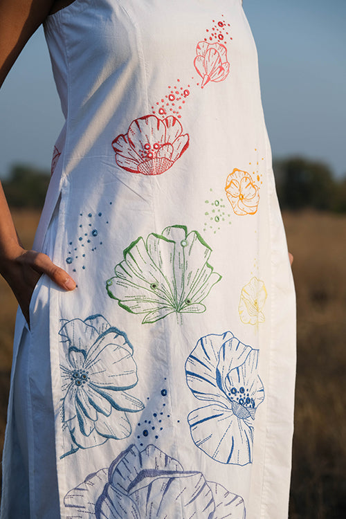 Wildflower Pure Cotton Hand Embroidered White Kurta Pant Set For Women Online