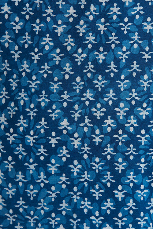 Okhai 'Indigo Sand' Hand Block Printed Pure Cotton Kurta Pant Set